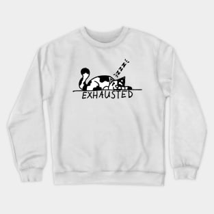 exhausted cat drawing cute sleeping Crewneck Sweatshirt